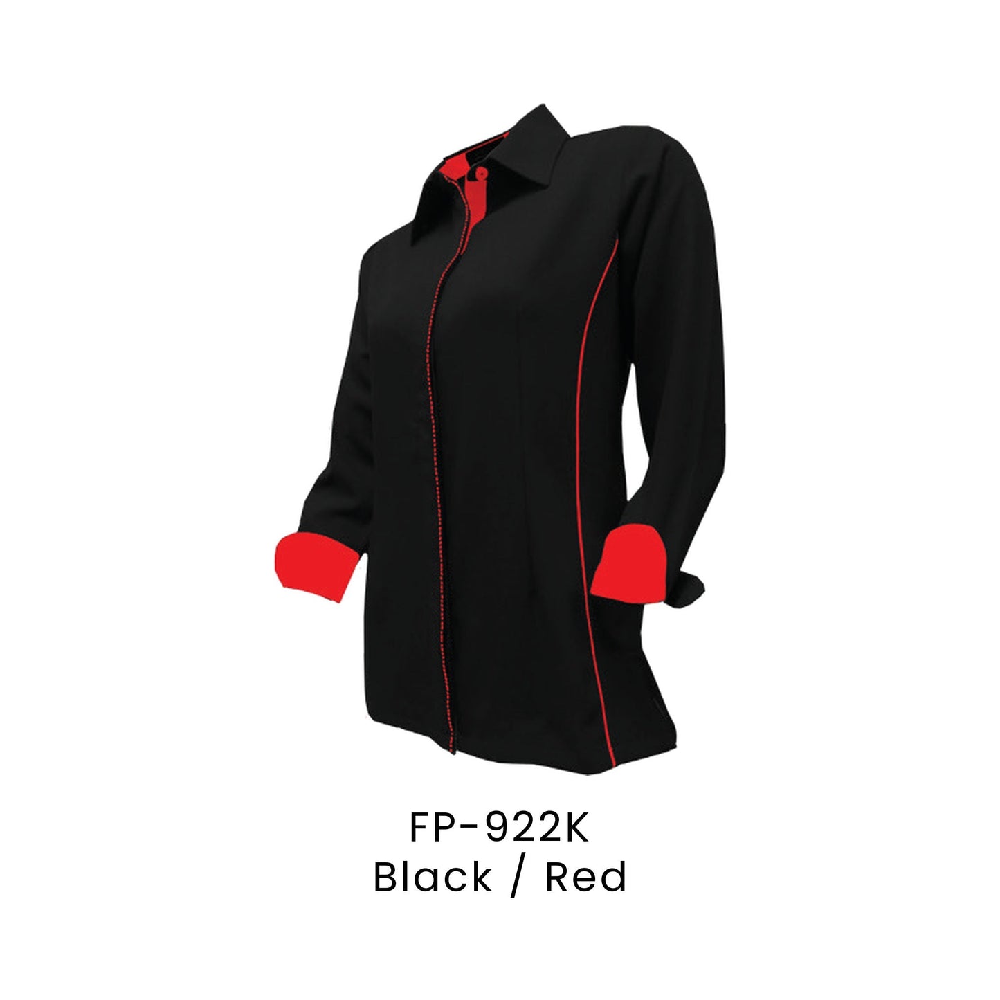 FP-922K Black / Red - FP-922 female corporate uniform shirt