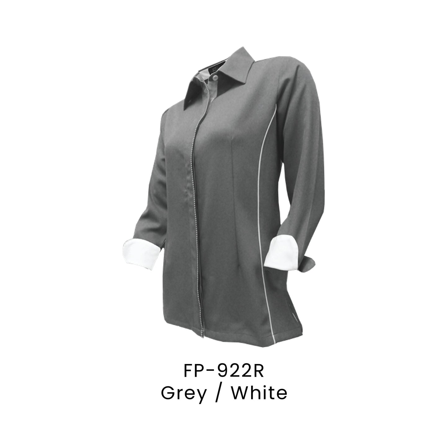 FP-922R Grey / White - FP-922 female corporate uniform shirt