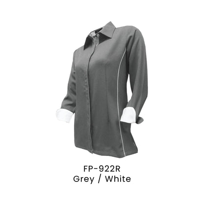 FP-922R Grey / White - FP-922 female corporate uniform shirt
