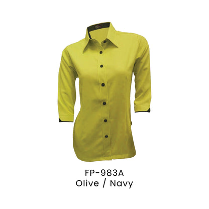 FP-983A Olive / Navy - FP-983 female corporate uniform shirt