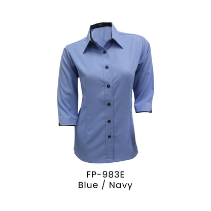 FP-983E Blue / Navy - FP-983 female corporate uniform shirt