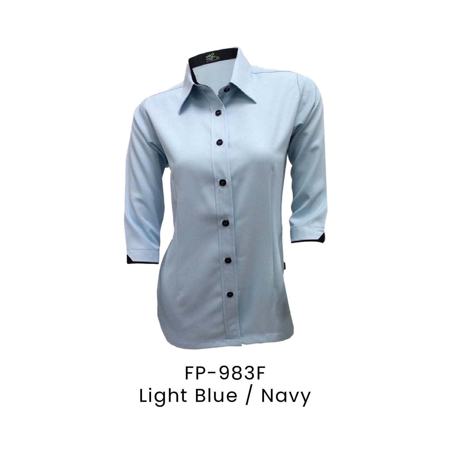 FP-983F Light Blue / Navy - FP-983 female corporate uniform shirt