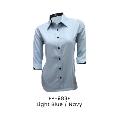 FP-983F Light Blue / Navy - FP-983 female corporate uniform shirt