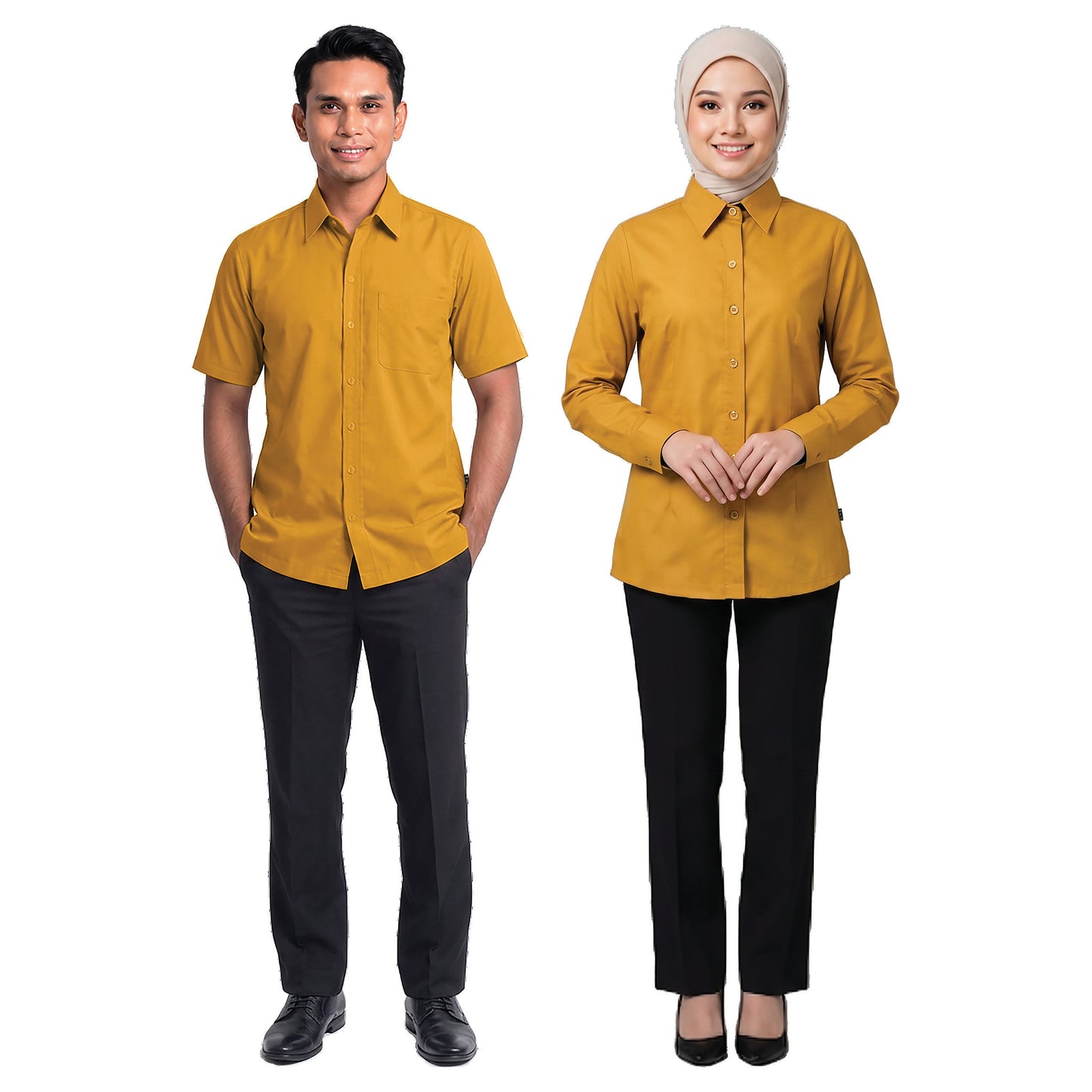 FT-872 and FT-972 corporate uniform shirts worn by models