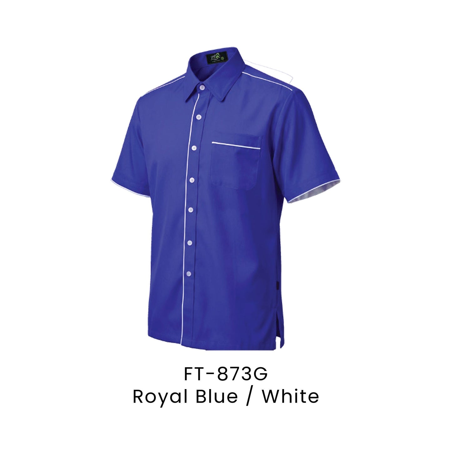 FT-873G Royal Blue / White - FT-873 unisex corporate uniform shirt