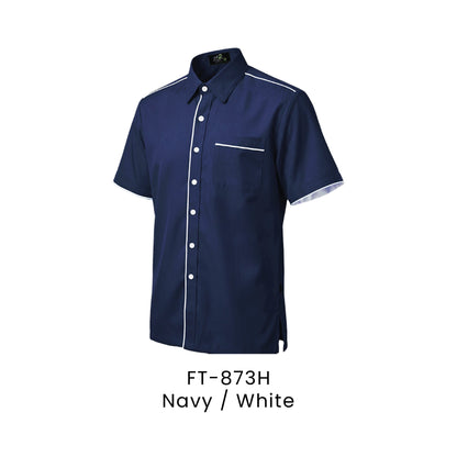 FT-873H Navy / White - FT-873 unisex corporate uniform shirt