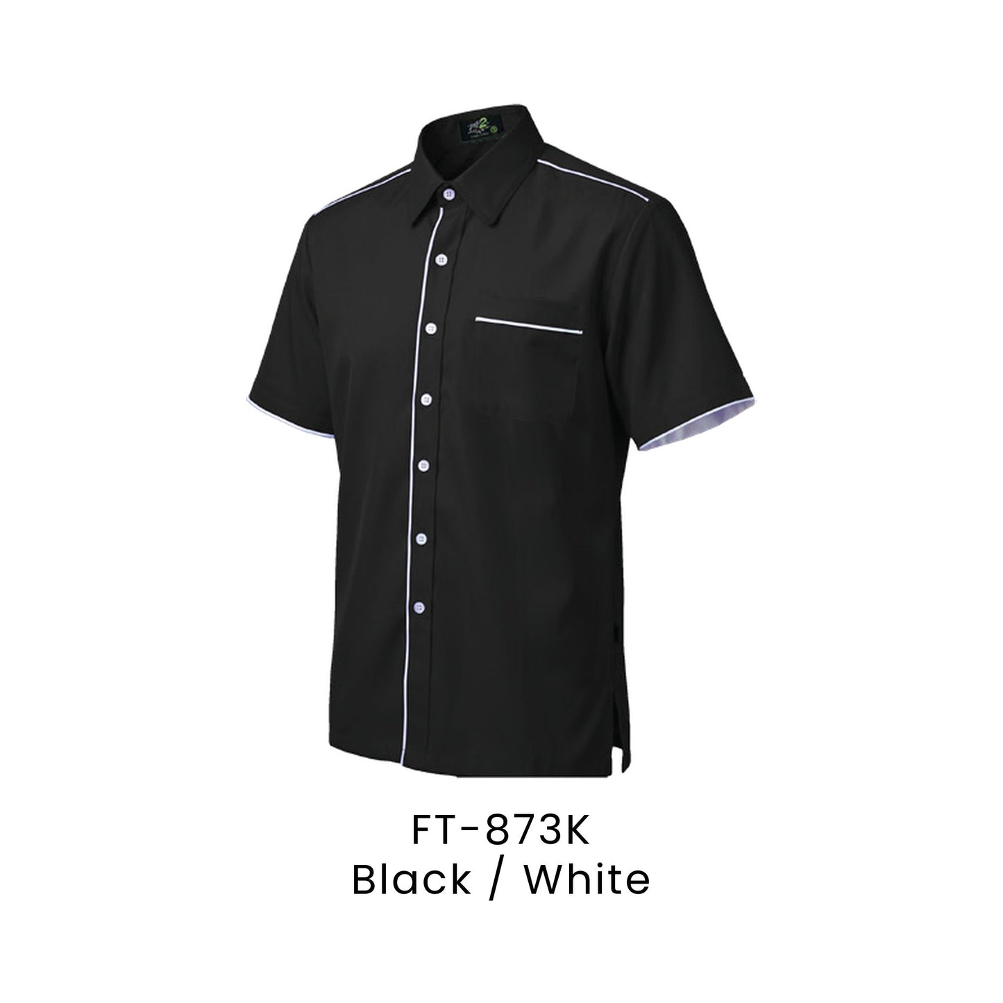 FT-873K Black / White - FT-873 unisex corporate uniform shirt
