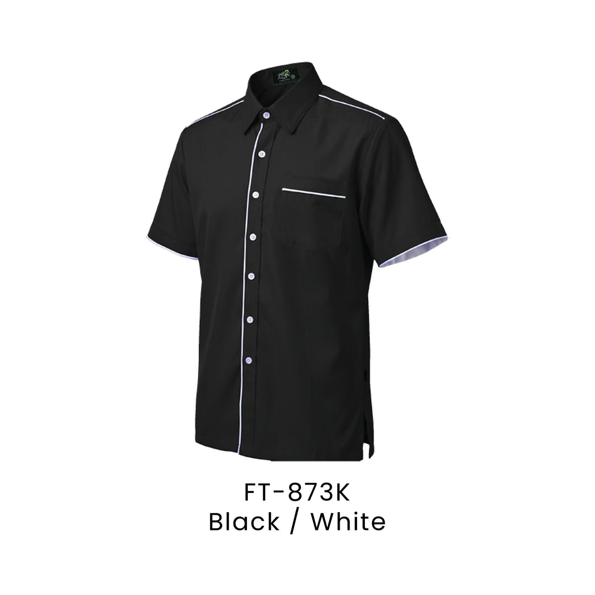 FT-873K Black / White - FT-873 unisex corporate uniform shirt