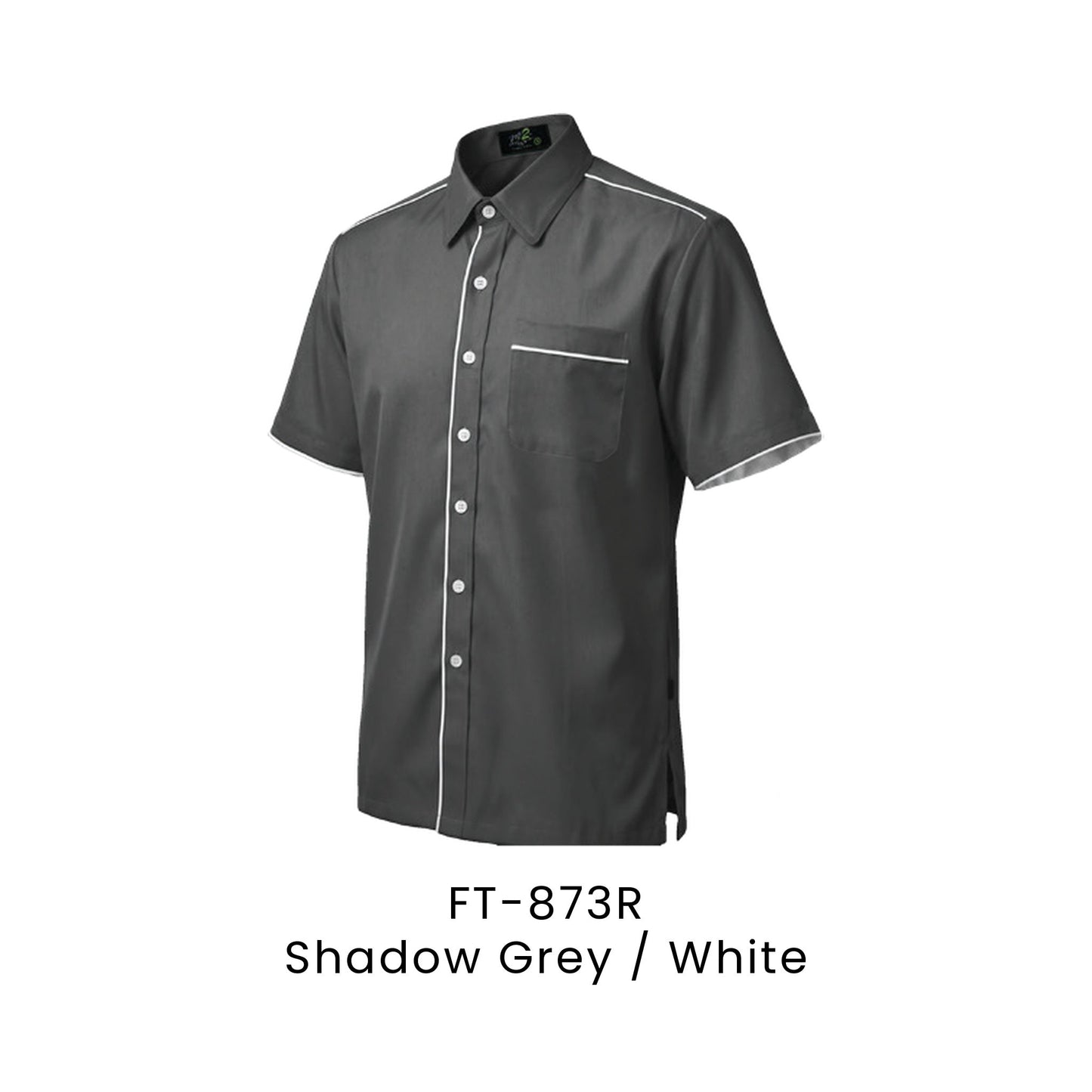FT-873R Shadow Grey / White - FT-873 unisex corporate uniform shirt