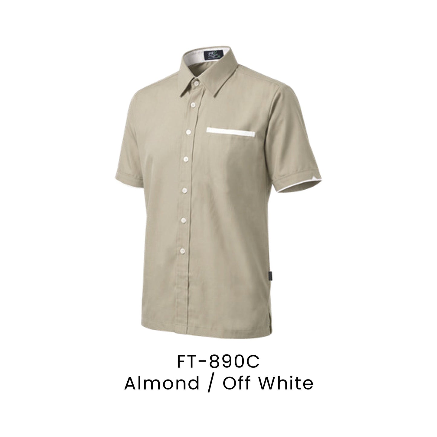 FT-890C Almond / Off White - FT-890 unisex corporate uniform shirt