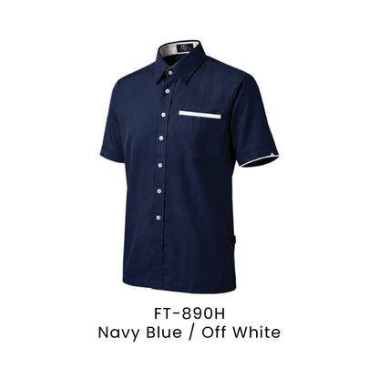 FT-890H Navy Blue / Off White - FT-890 unisex corporate uniform shirt