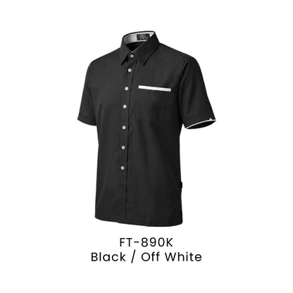 FT-890K Black / Off White - FT-890 unisex corporate uniform shirt