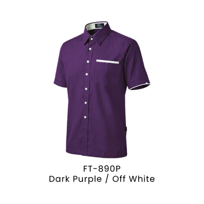 FT-890P Dark Purple / Off White - FT-890 unisex corporate uniform shirt