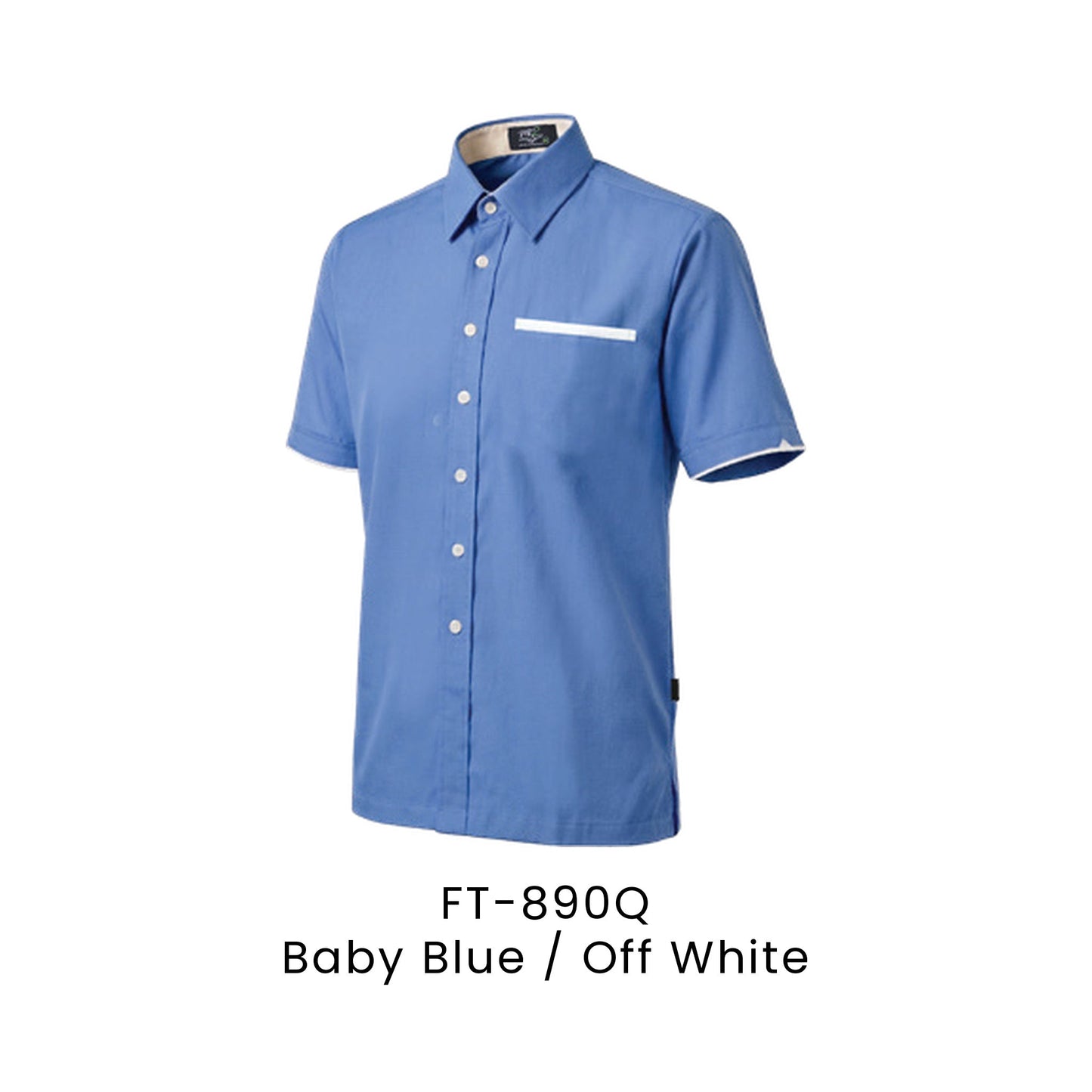 FT-890Q Baby Blue / Off White - FT-890 unisex corporate uniform shirt
