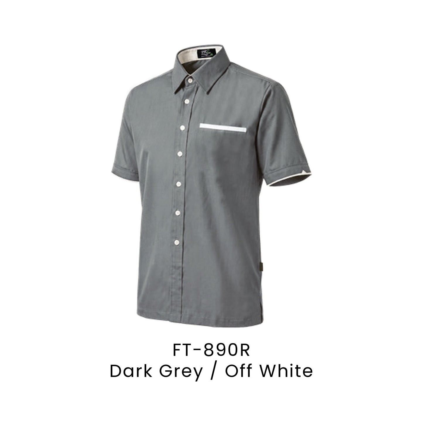 FT-890R Dark Grey / Off White - FT-890 unisex corporate uniform shirt