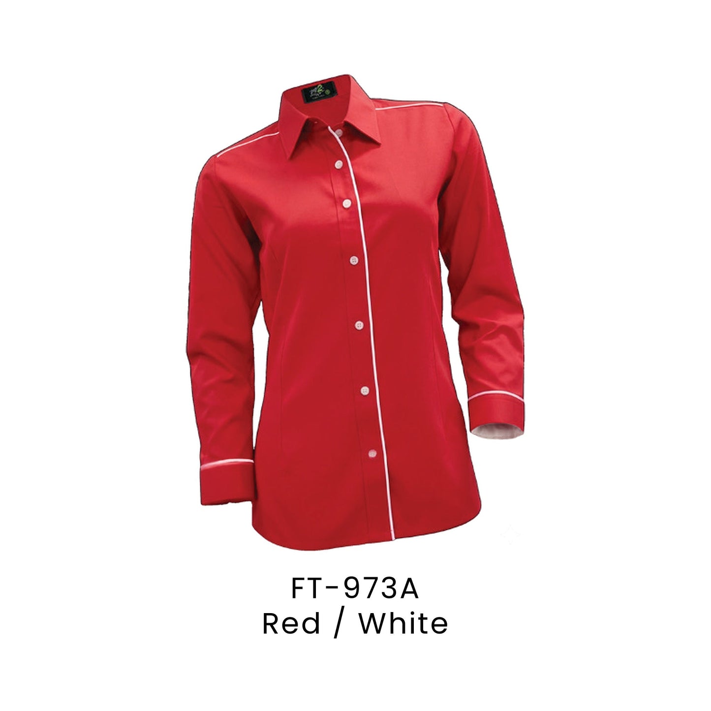 FT-973A Red / White - FT-973 female corporate uniform shirt
