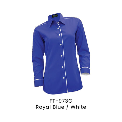 FT-973G Royal Blue / White - FT-973 female corporate uniform shirt