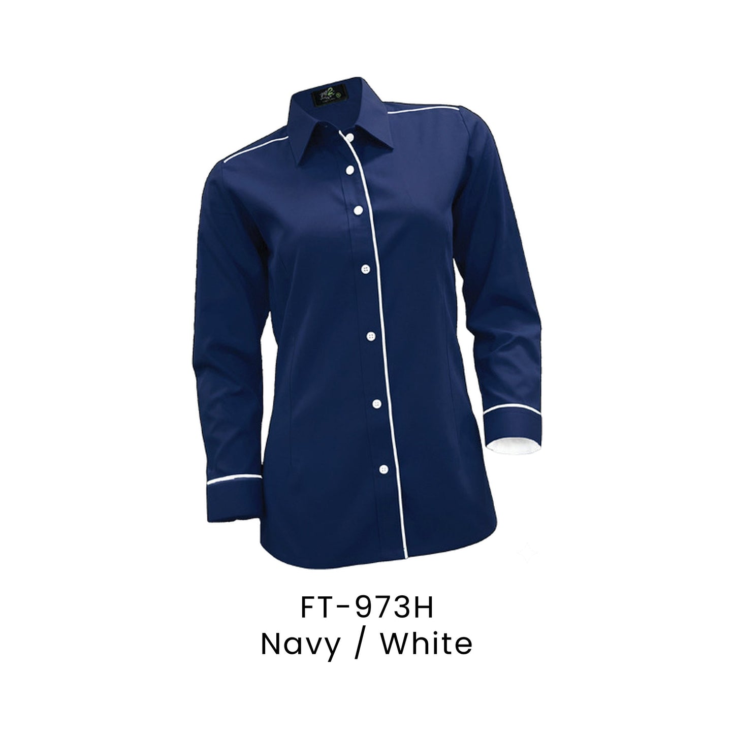 FT-973H Navy / White - FT-973 female corporate uniform shirt
