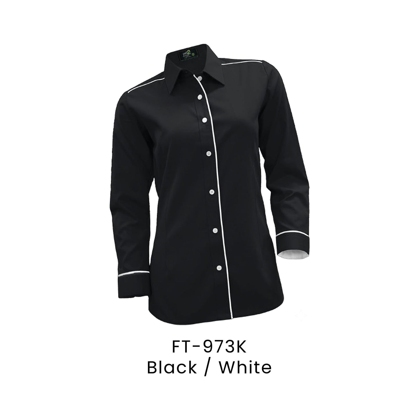 FT-973K Black / White - FT-973 female corporate uniform shirt