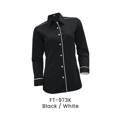 FT-973K Black / White - FT-973 female corporate uniform shirt