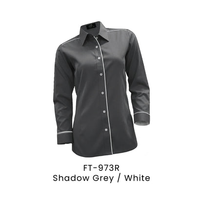 FT-973R Shadow Grey / White - FT-973 female corporate uniform shirt