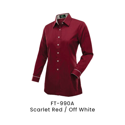 FT-990A Scarlet Red / Off White - FT-990 female corporate uniform shirt