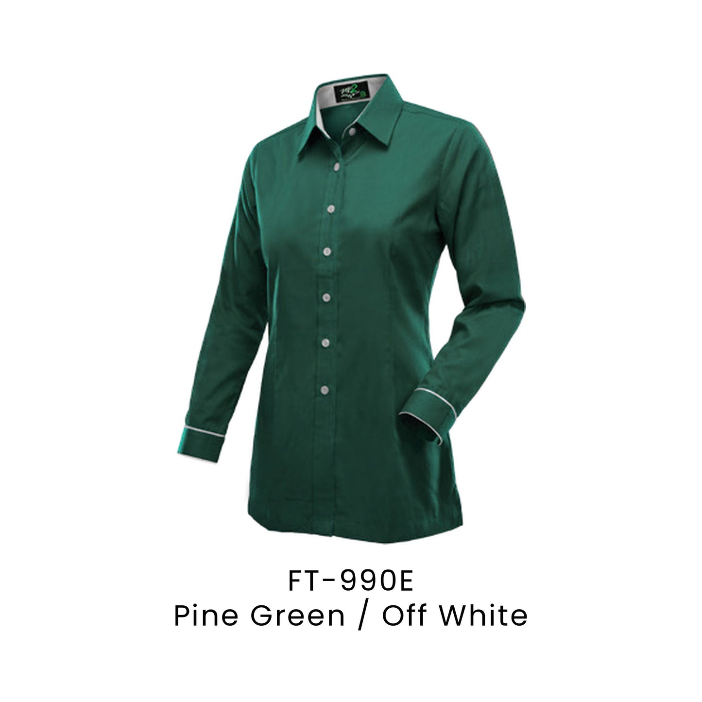 FT-990E Pine Green / Off White - FT-990 female corporate uniform shirt