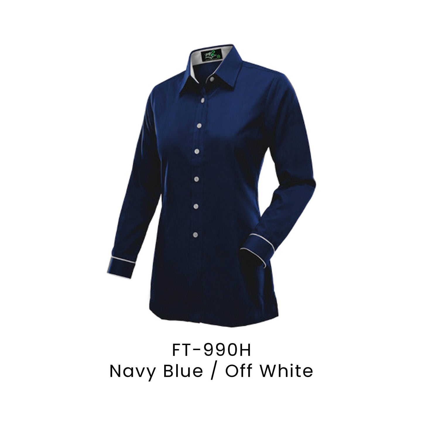 FT-990H Navy Blue / Off White - FT-990 female corporate uniform shirt