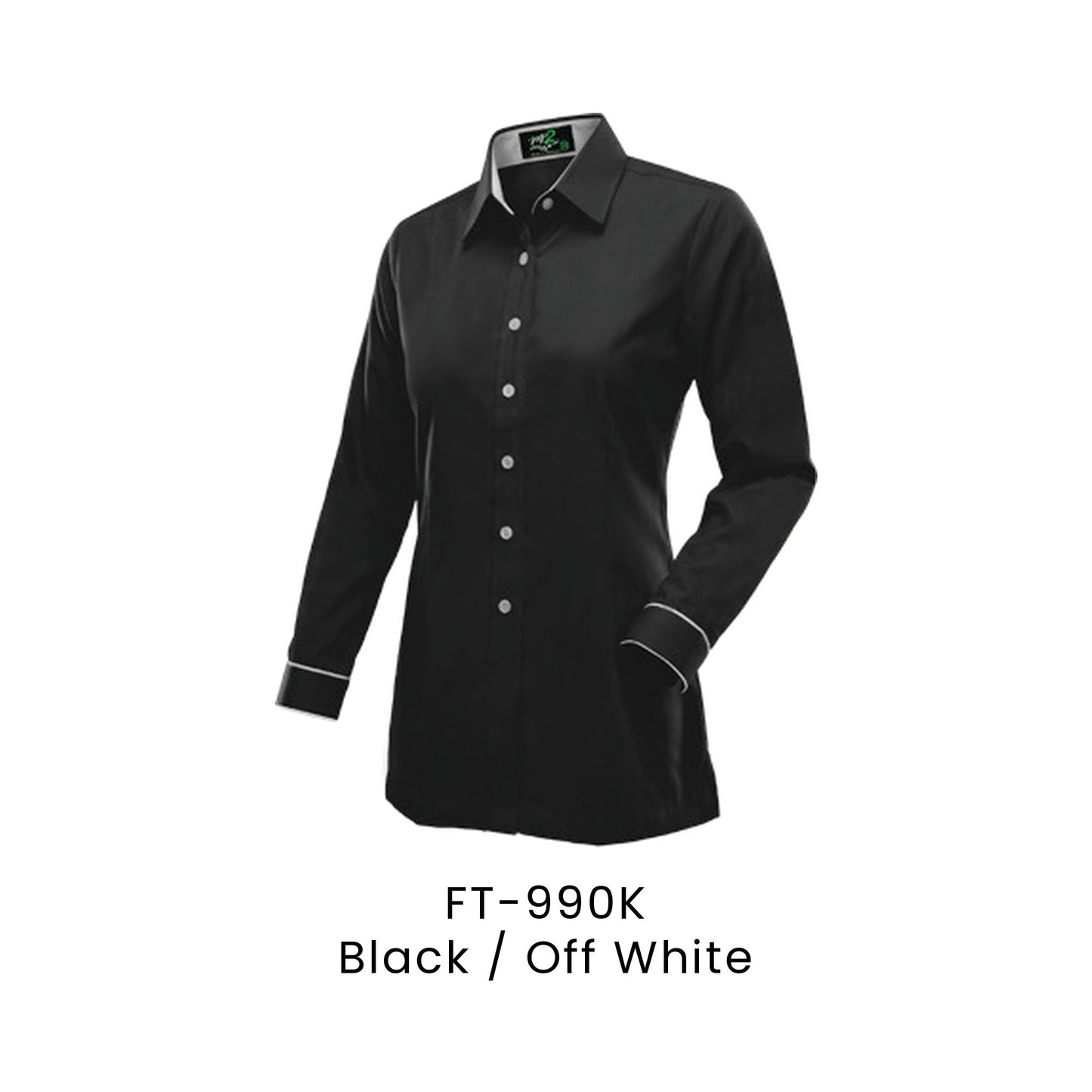 FT-990K Black / Off White - FT-990 female corporate uniform shirt