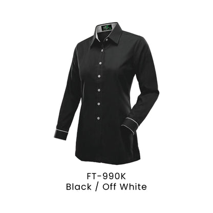 FT-990K Black / Off White - FT-990 female corporate uniform shirt