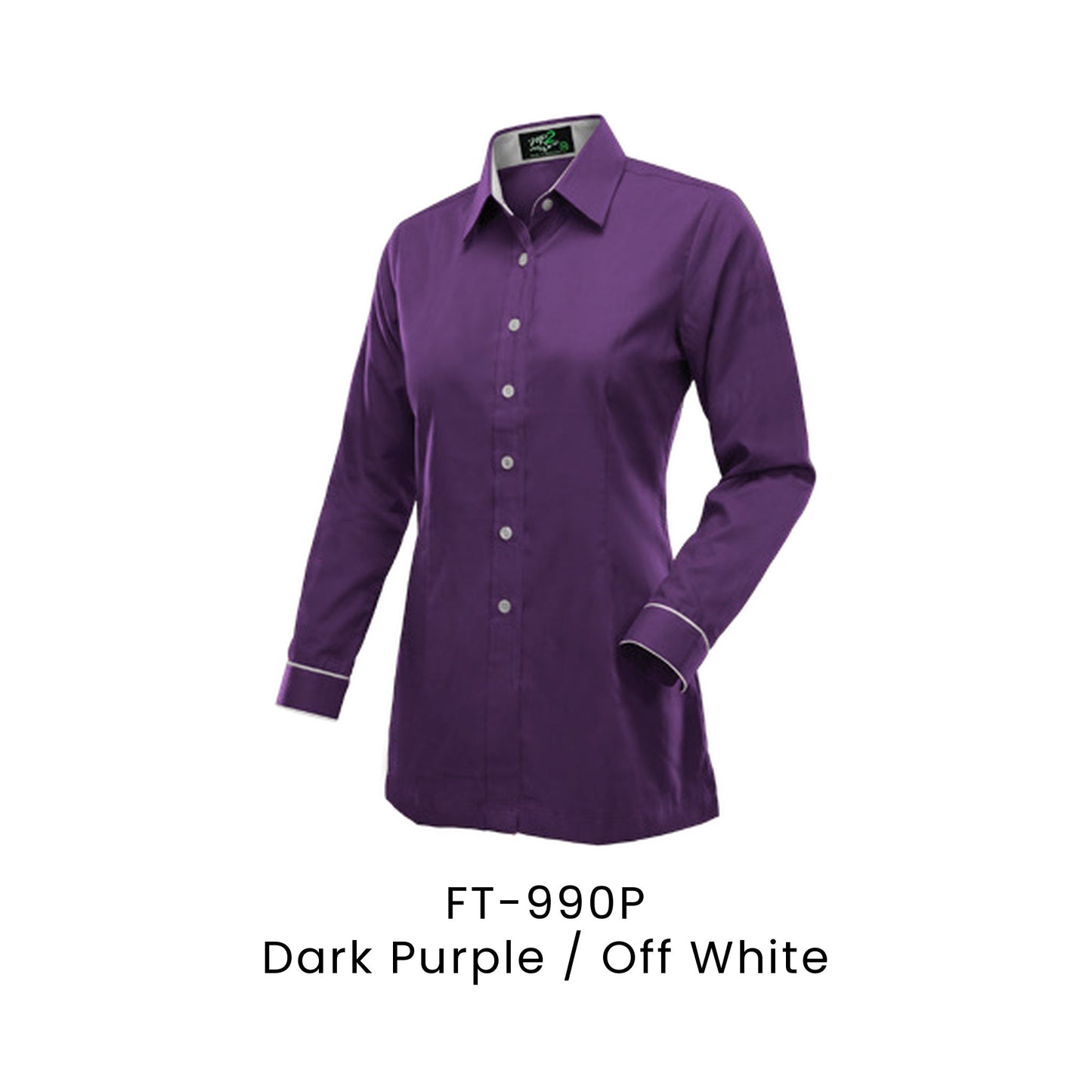 FT-990P Dark Purple / Off White - FT-990 female corporate uniform shirt