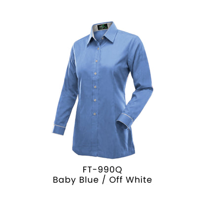 FT-990Q Baby Blue / Off White - FT-990 female corporate uniform shirt