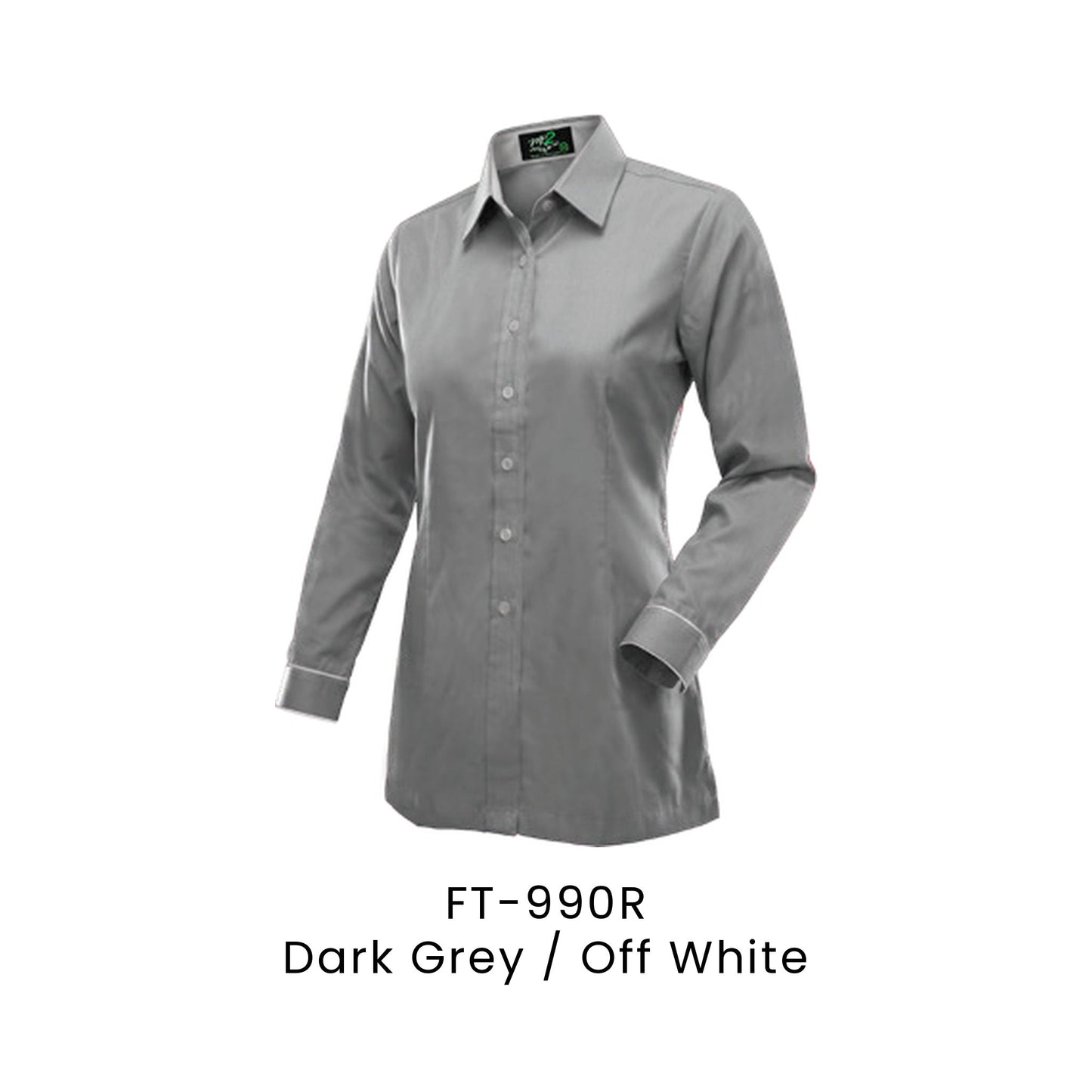 FT-990R Dark Grey / Off White - FT-990 female corporate uniform shirt