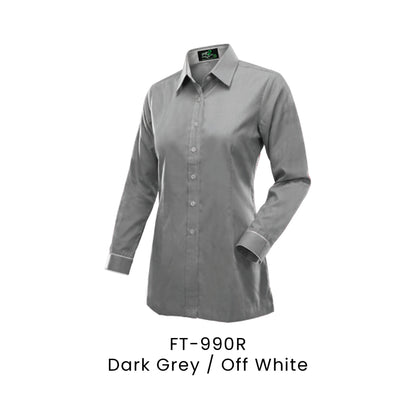 FT-990R Dark Grey / Off White - FT-990 female corporate uniform shirt