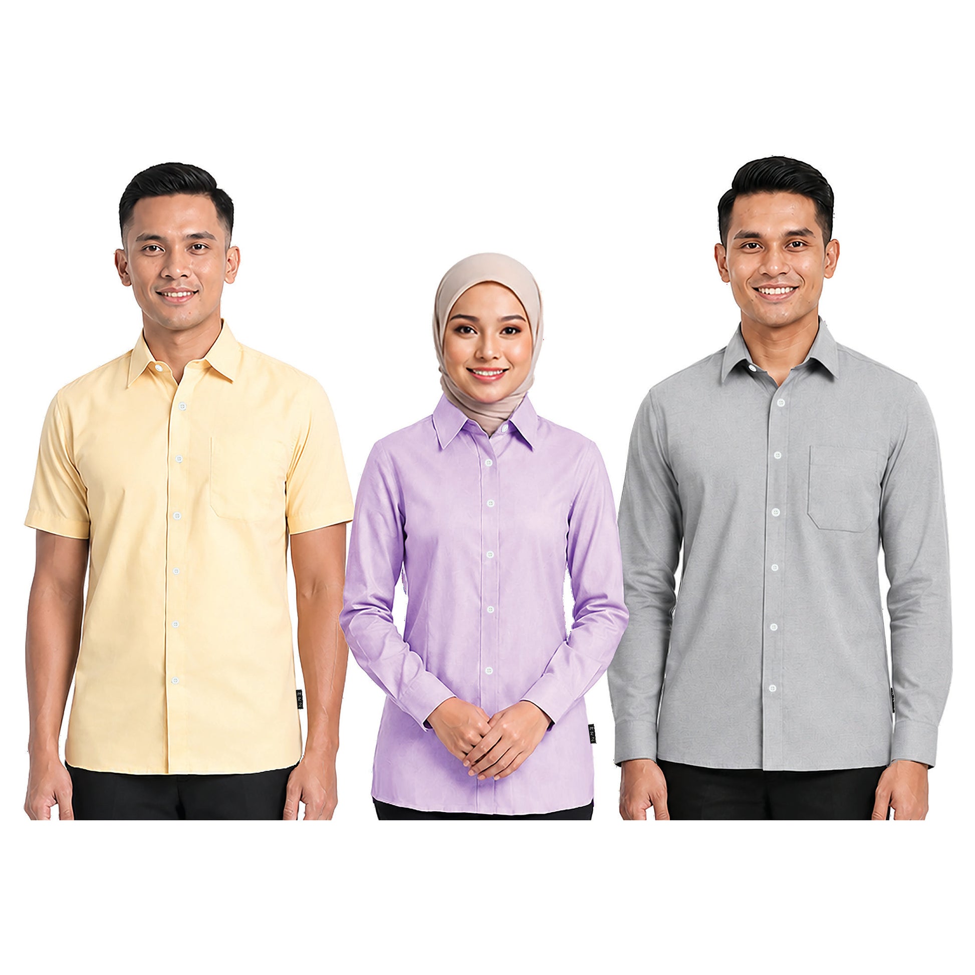 FX-828, FX-728, FX-928 corporate uniform shirts worn by models