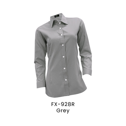 Corporate Uniform - Female Long Sleeve Oxford 160gsm | Grey | FX-928R | Artiztee