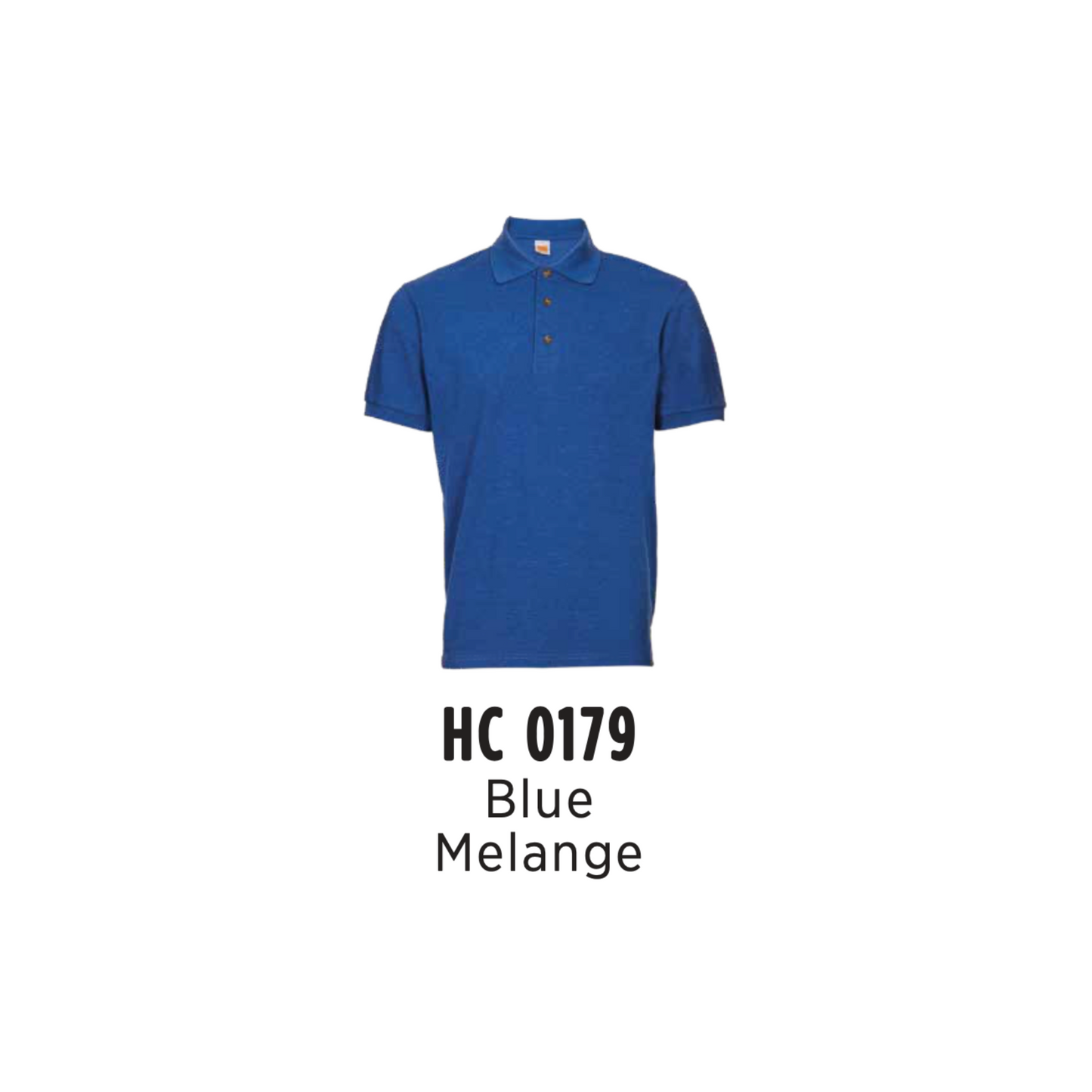 Custom Polo - Unisex CVC Honeycomb Short Sleeve Polo Shirt | Plain | Blue Melange | HC0179