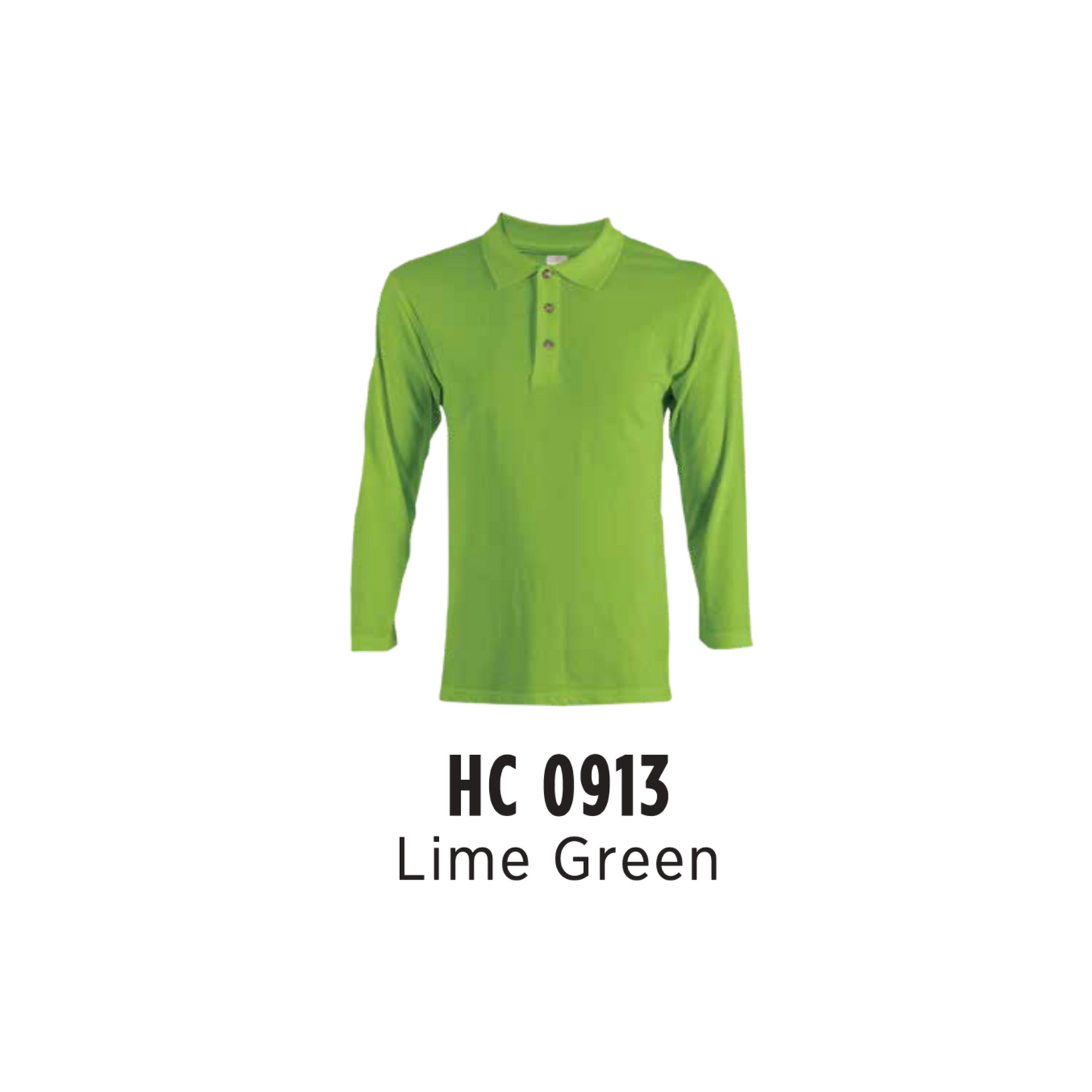 Custom Polo Long Sleeve - Unisex CVC Honeycomb Long Sleeve Polo Shirt | Plain | Lime Green | HC0913