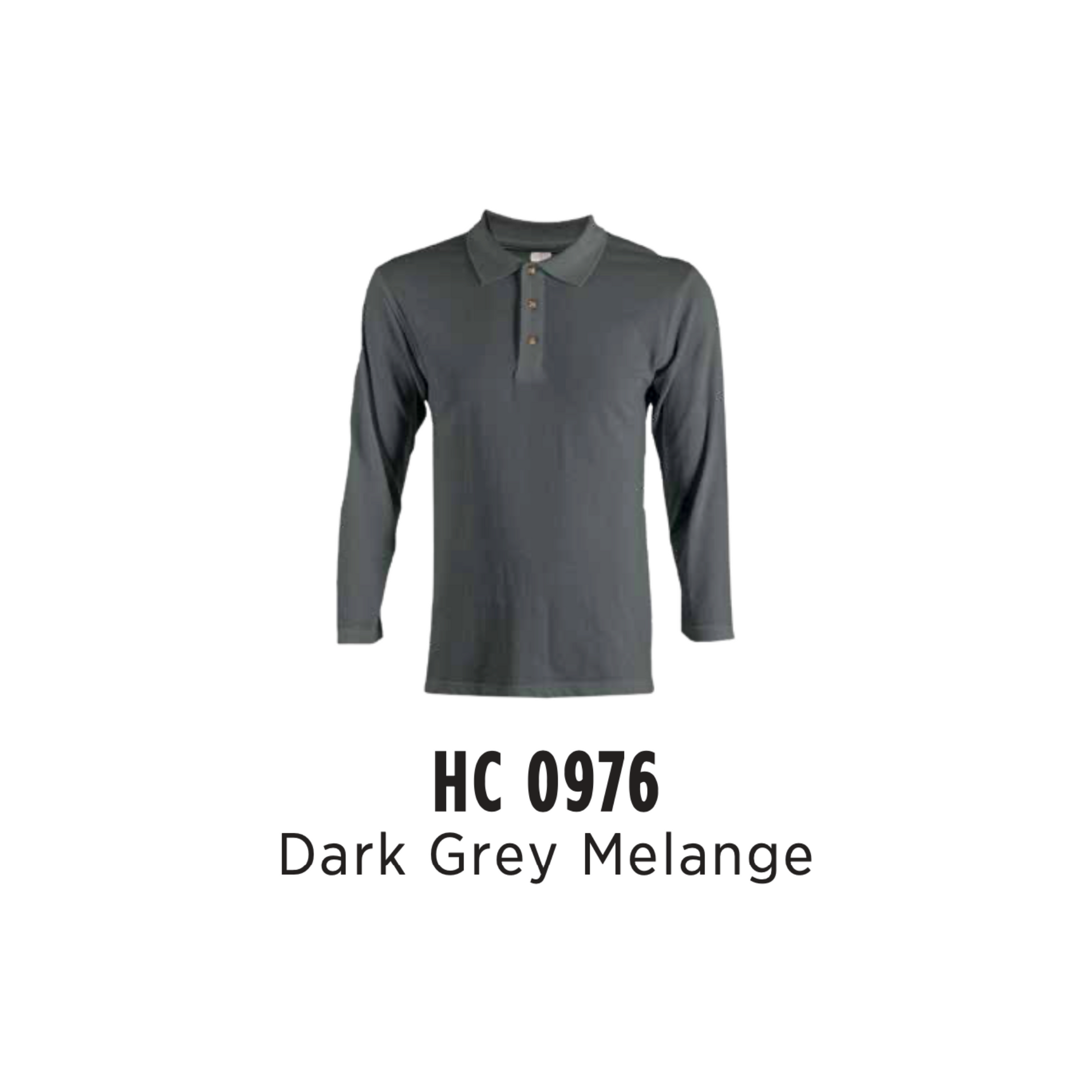 Custom Polo Long Sleeve - Unisex CVC Honeycomb Long Sleeve Polo Shirt | Plain | Dark Grey Melange | HC0976