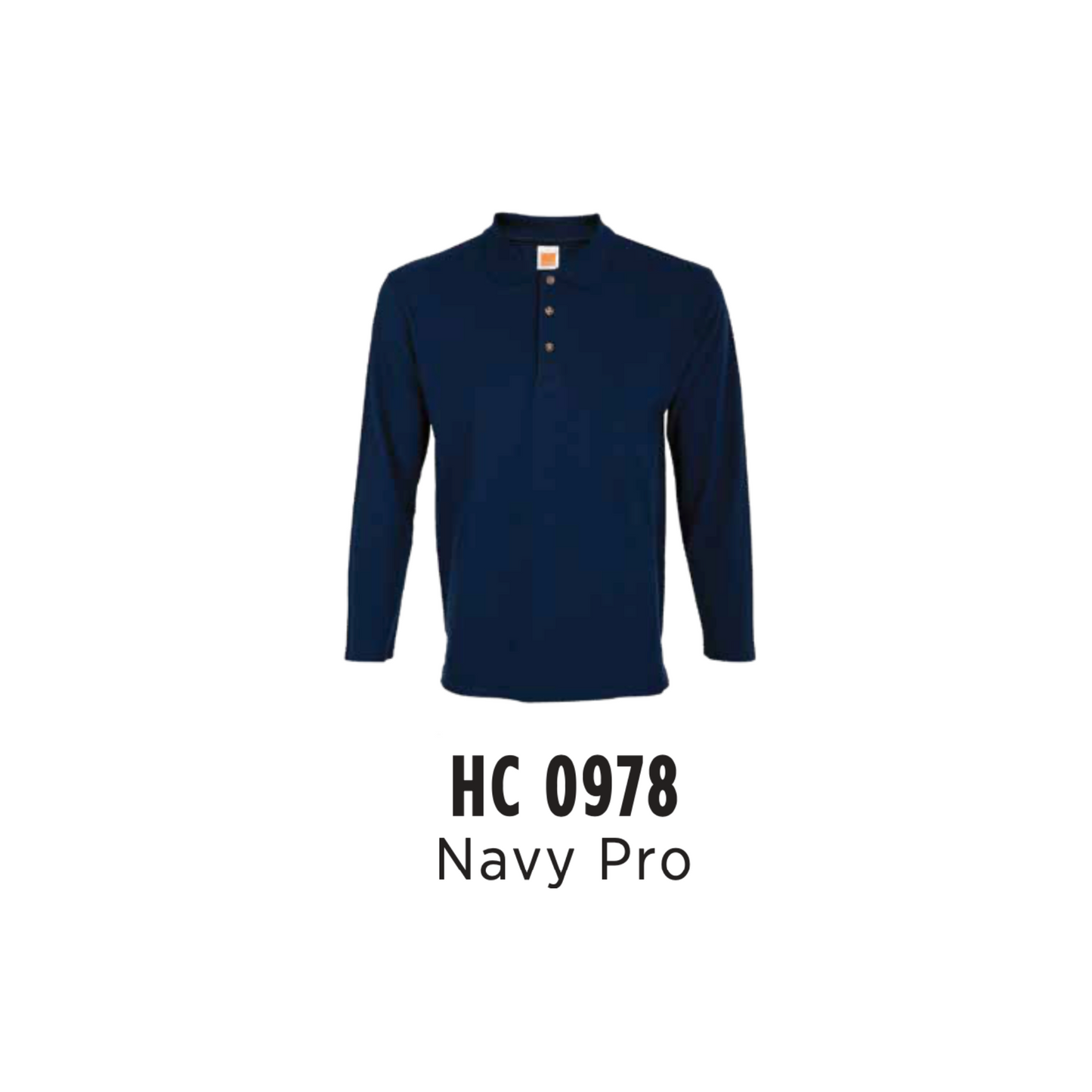 Custom Polo Long Sleeve - Unisex CVC Honeycomb Long Sleeve Polo Shirt | Plain | Navy Pro | HC0978