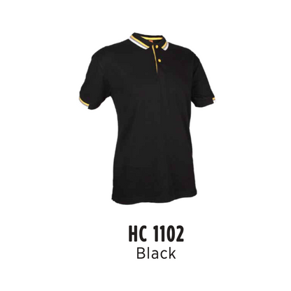 Polo | CVC Honeycomb | Tipped Collar & Cuff | Unisex | 220gsm | Black | HC1102