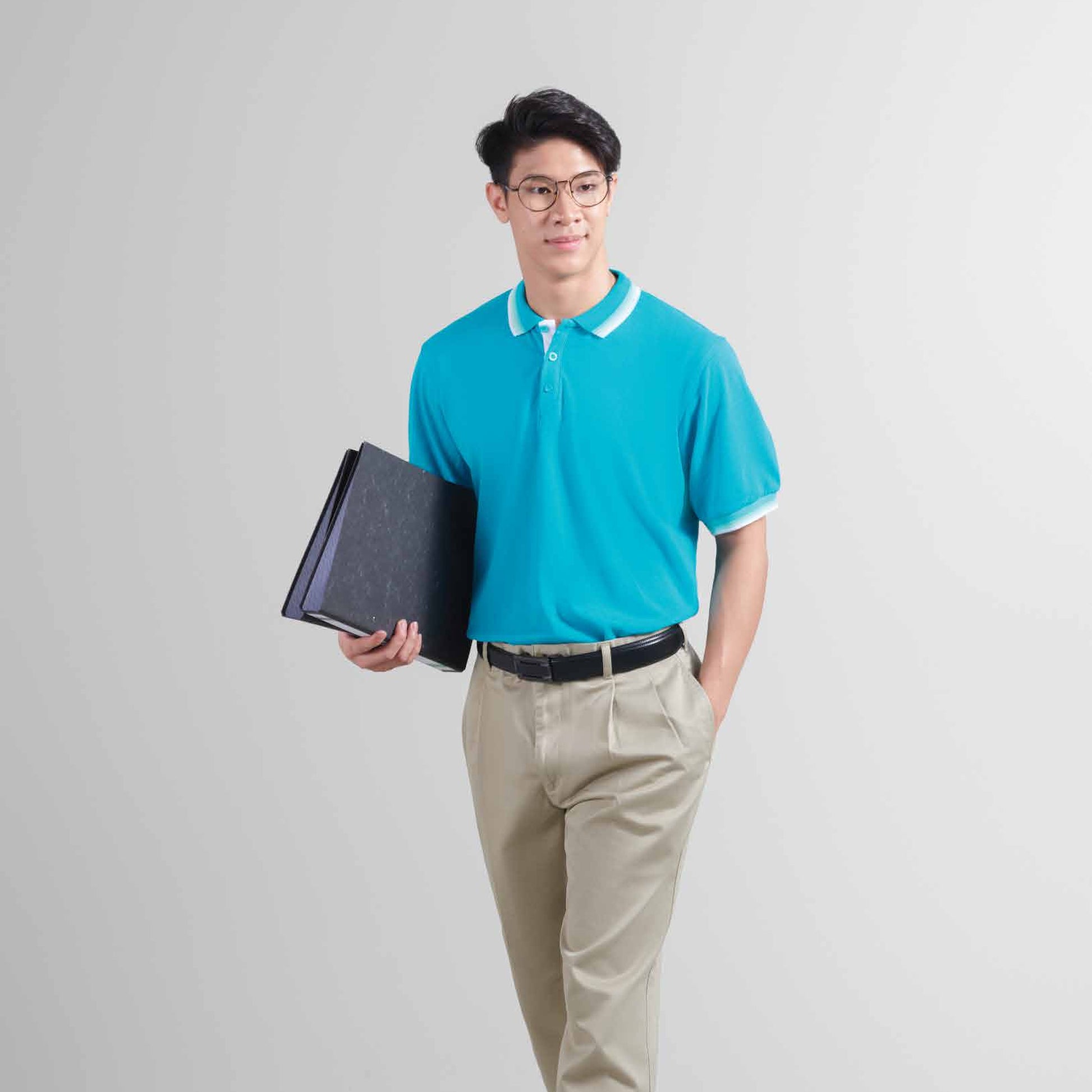 HC12 honeycomb polo shirt worn by a model