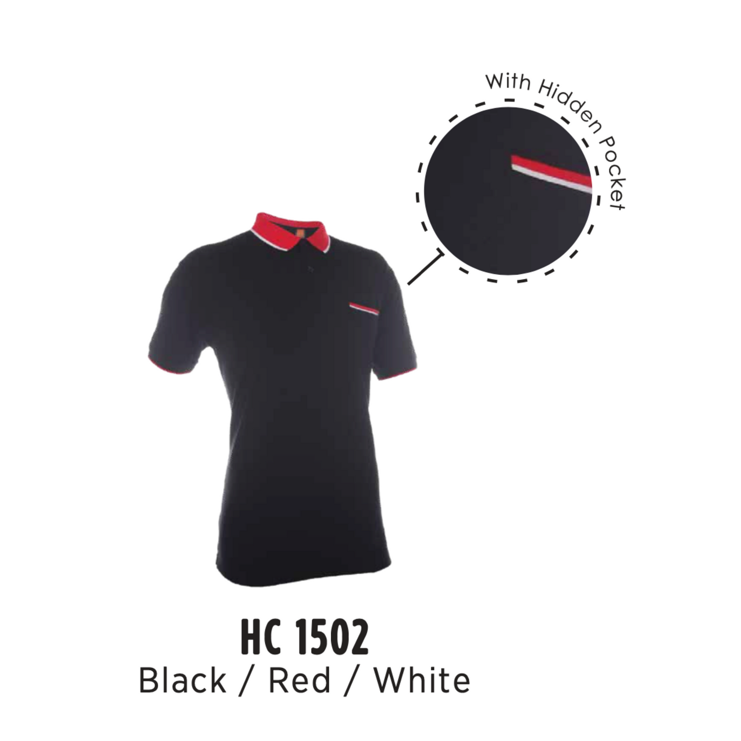 Polo | CVC Honeycomb | Tipped Collar & Cuff | Unisex | 220gsm | Black/Red/White | HC1502