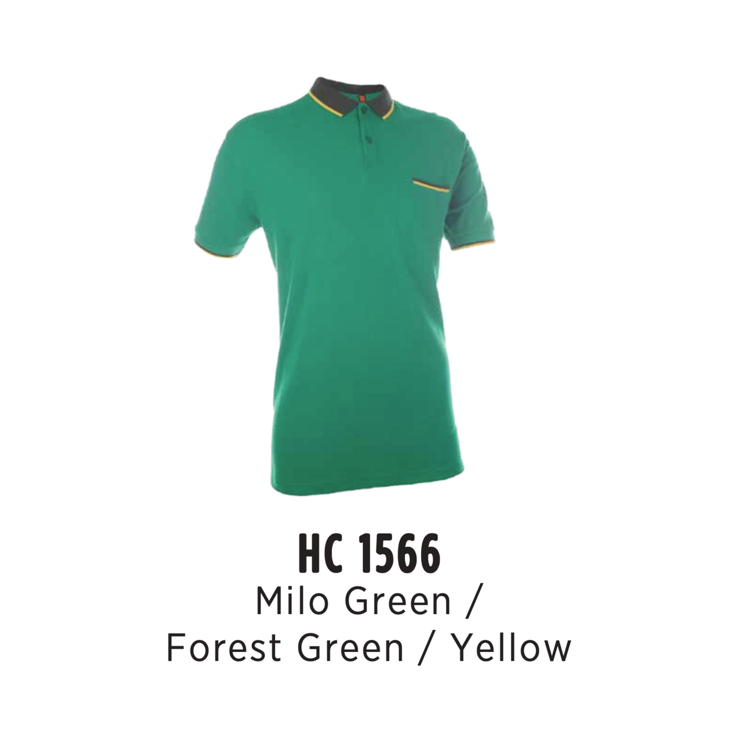 Polo | CVC Honeycomb | Tipped Collar & Cuff | Unisex | 220gsm | Milo Green/Forest Green/Yellow | HC1566