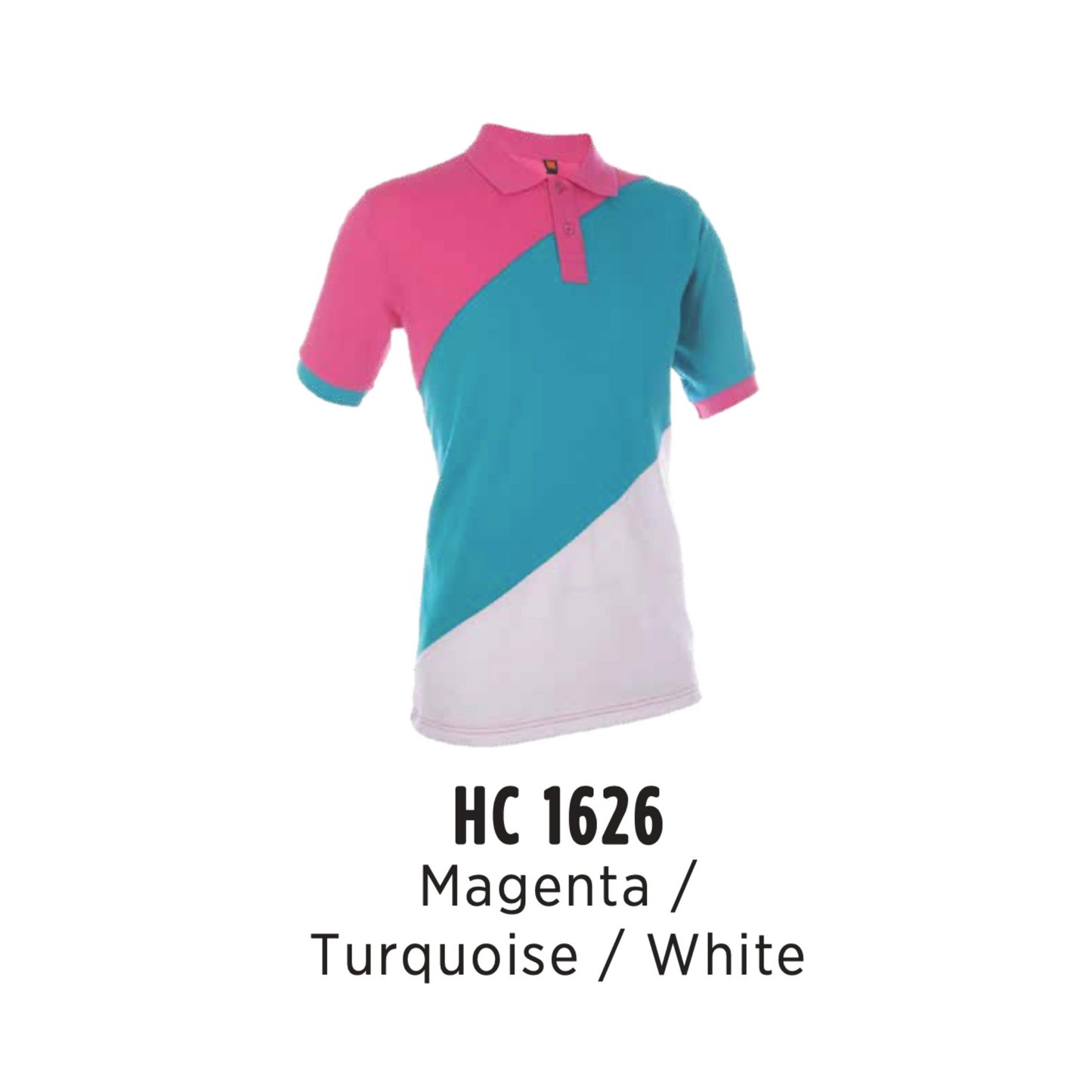 Polo - Honeycomb Cut & Sew | Unisex | 220gsm | Magenta/Turquoise/White | HC1626