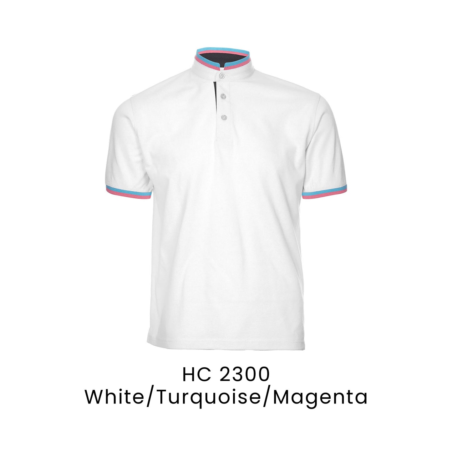 HC 2300 White/Turquoise/Magenta - HC23 stand collar polo shirt