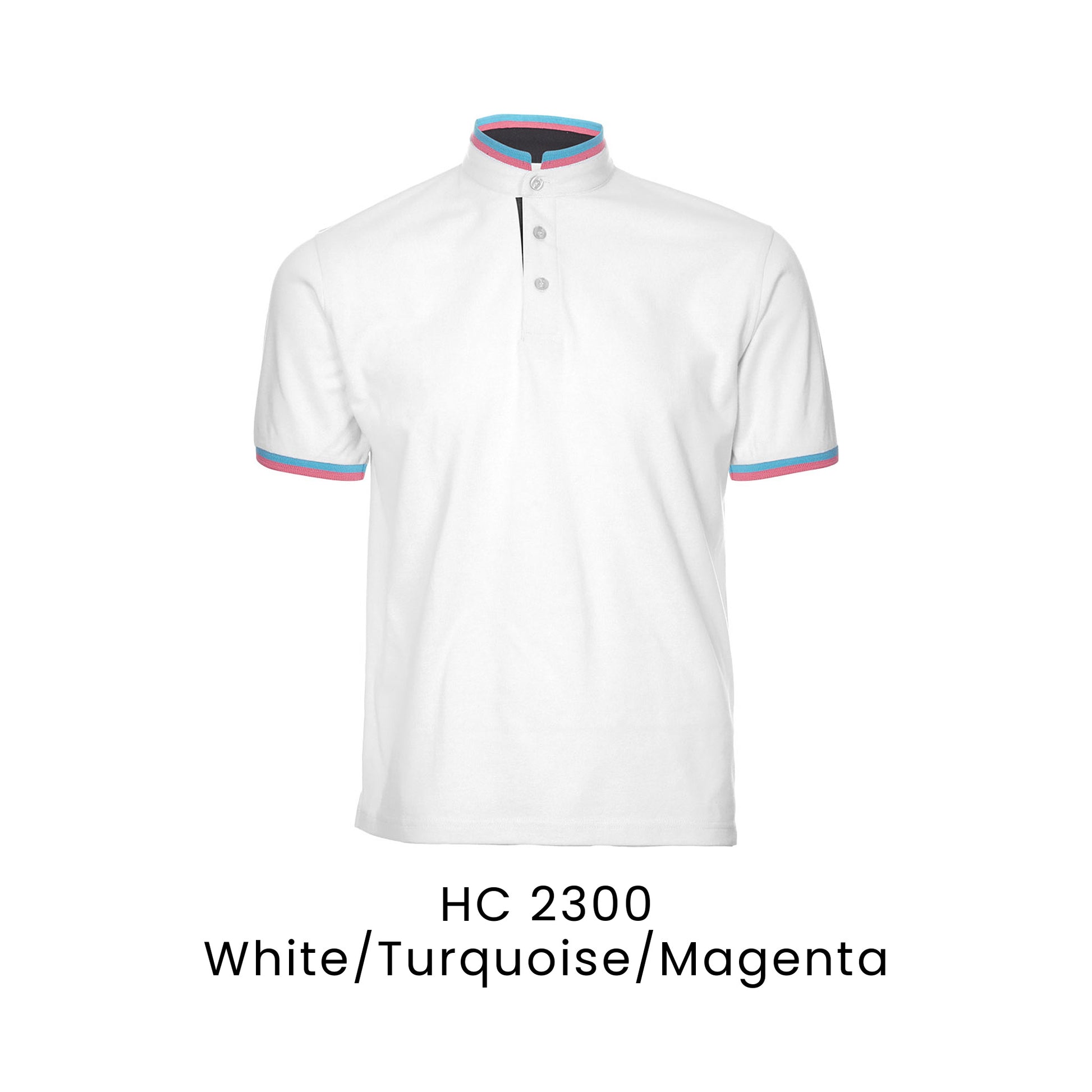HC 2300 White/Turquoise/Magenta - HC23 stand collar polo shirt