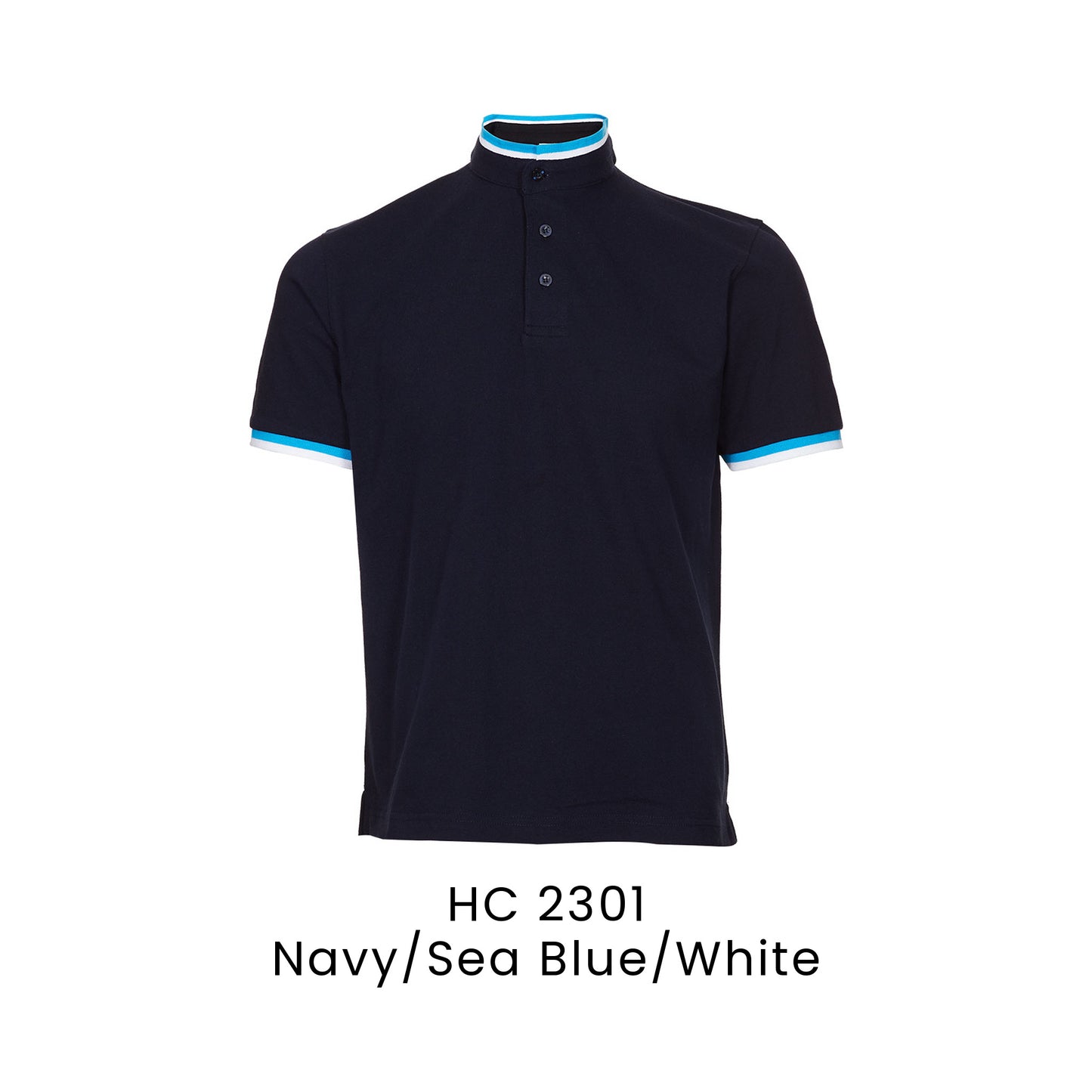 HC 2301 Navy/Sea Blue/White - HC23 stand collar polo shirt