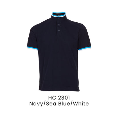 HC 2301 Navy/Sea Blue/White - HC23 stand collar polo shirt