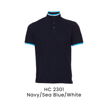 HC 2301 Navy/Sea Blue/White - HC23 stand collar polo shirt